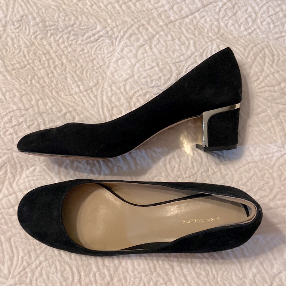 Ann Taylor Suede Pump Block Heel 8.5